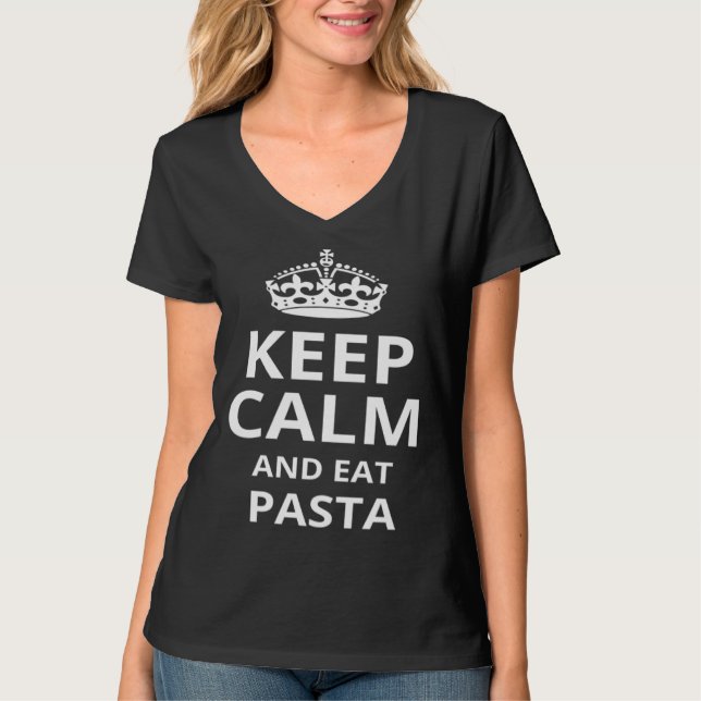 Håll dig lugn och ät pasta  Pasta  Uttryck T Shirt (Framsida)