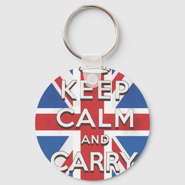 Håll dig lugn och fortsätt British Flag Nyckelring (Framsida)