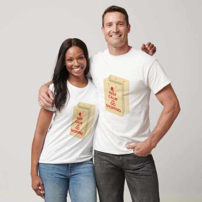 Håll dig lugn och gå och handla (påse1) t shirt (Unisex)