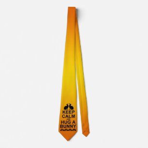 Håll dig lugn och krama en kanin Tie Dbl (Gul/Oran Slips