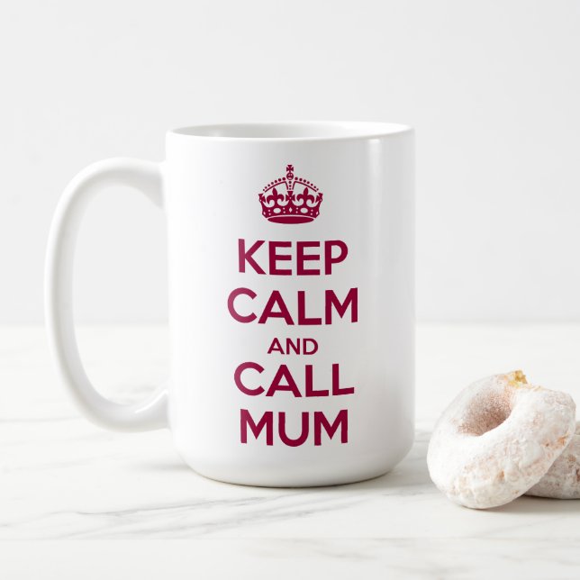 Håll dig lugn och ring mamma kaffemugg (Med munk)
