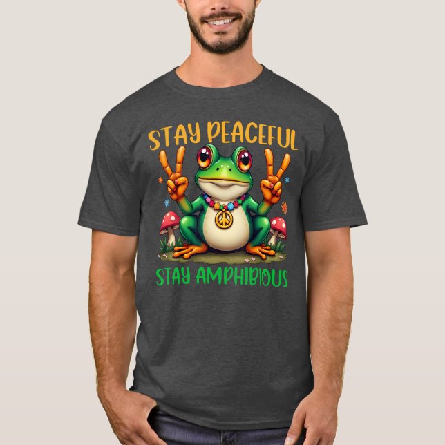 Håll dig lugn och sval, Groovy Funny Frog T Shirt (Framsida)