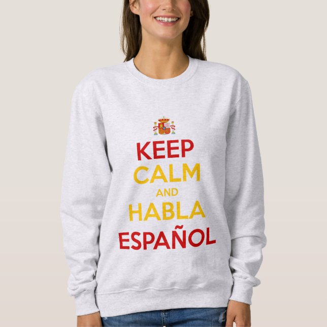 Håll dig lugn och tala spanska t shirt (Framsida)