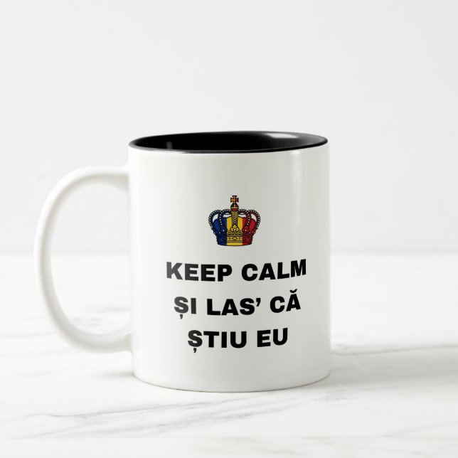 HÅLL DIG LUGN ȘI LAS' CĂ ȘTIU EU Två-Tonad MUGG (Vänster)