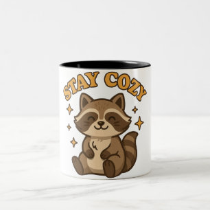 Håll dig mysig Kawaii Djurillustration Två-Tonad Mugg