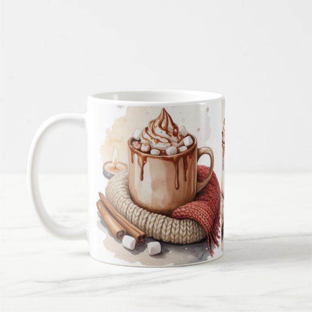 Håll dig mysig - Vattenfärg Vintermugg Kaffemugg (Vänster)