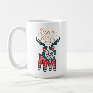 Håll dig Mysigt Fransk Bulldog Reindeer Jul Kaffemugg