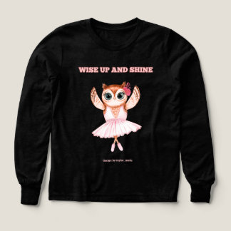 HÅLL DIG PÅ TÅ, svart Ugglor ballerina Flickors T Shirt