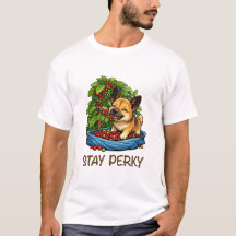 Håll dig Pigga Söt Hund med Kaffe Grafisk T-Shirt