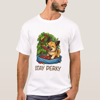 Håll dig Pigga Söt Hund med Kaffe Grafisk T-Shirt
