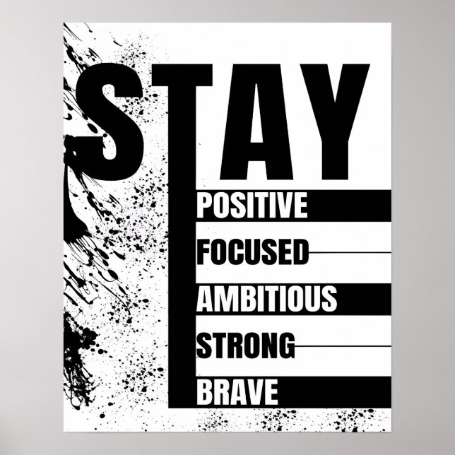 Håll dig positiv Håll dig fokuserad Motiverande Ci Poster (Framsidan)