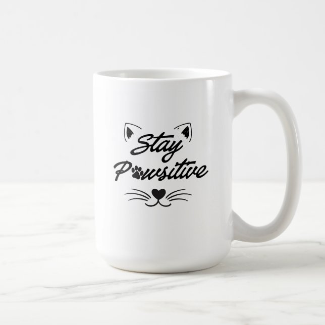 Håll dig Positiv Kattälskare Mugg (Höger)