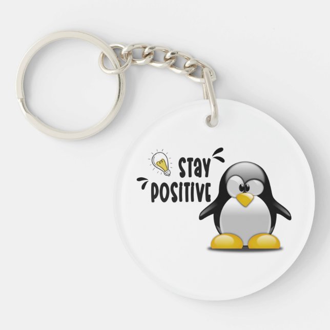 Håll dig positiv med Cute Funny Penguin Tecknad (Framsidan)
