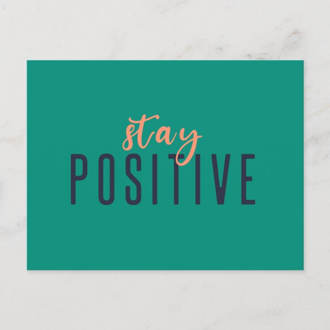 Håll dig positiv | Modern Grönt Orange Trendig - o Vykort (Framsida)
