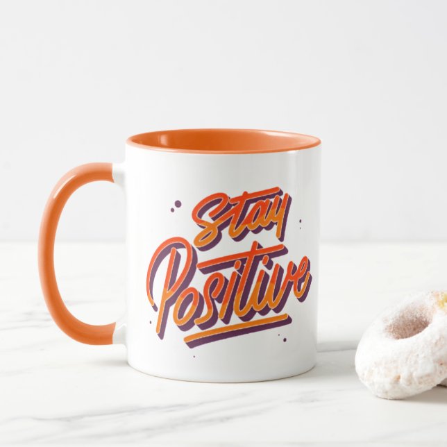 Håll dig positiv - Retro Typography Mugg (Med munk)