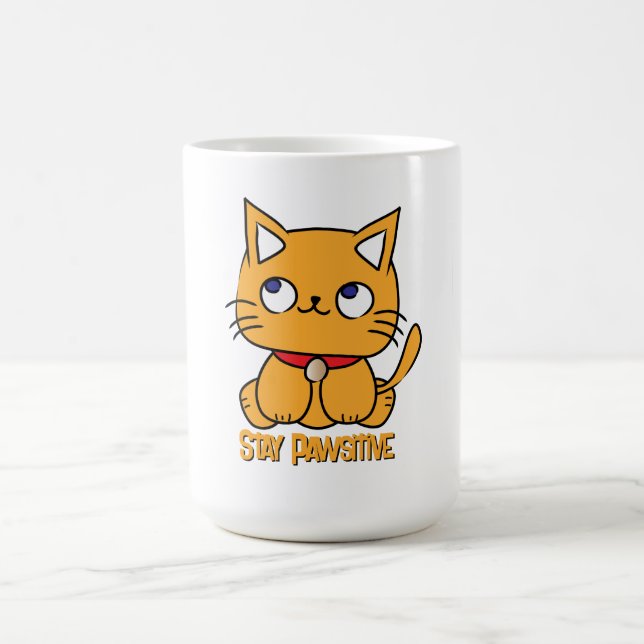 Håll dig positiv Rolig katt tecknad serie Söt katt Kaffemugg (Center)