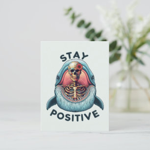 Håll dig positiv - Skeleton och val Helg Vykort
