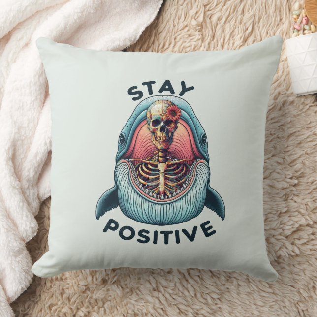 Håll dig positiv - Skeleton och val Kudde (Filt)