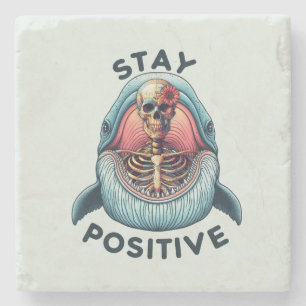Håll dig positiv - Skeleton och val Stenunderlägg