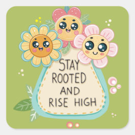 Håll dig rotad och Stiga upp, hög offert Fyrkantigt Klistermärke
