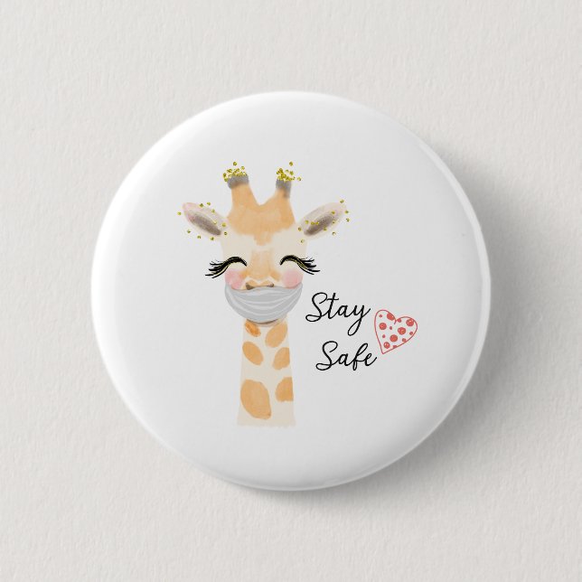 Håll dig Säker, Giraffe Ansikte mask Knapp (Framsida)