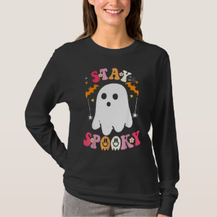 Håll dig Snyggt Spöklik Ghost Med Blommor Hallowee T Shirt