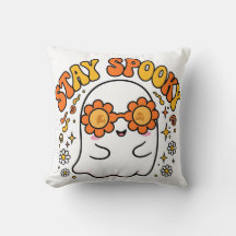 Håll dig Sötskt Spökaktig Kuddthrow - Retro Groovy