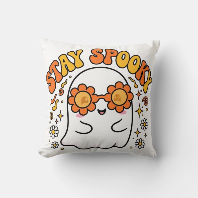 Håll dig Sötskt Spökaktig Kuddthrow - Retro Groovy Kudde (Framsida)