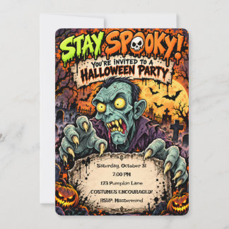 🧟♂️🎃 Håll dig spöklik Halloween-fest-inbjudan � Inbjudningar