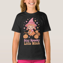 Håll dig spöklik lilla häxa rosa hatt pumpa höst k t shirt