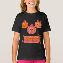Håll dig Spooky Disco Pumpa Bow Rutig Daisy Kul Ko T Shirt