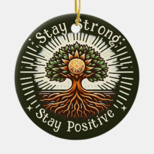 Håll dig stark, håll dig positiv julgransprydnad keramik