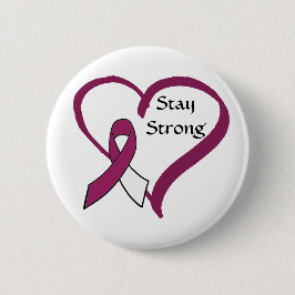 Håll dig stark i Burgundy och Vita cancermedvetand Knapp