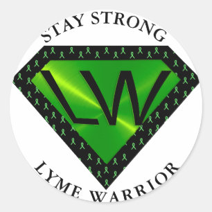 Håll dig stark Lyme Warrior Superpower Sticker Runt Klistermärke