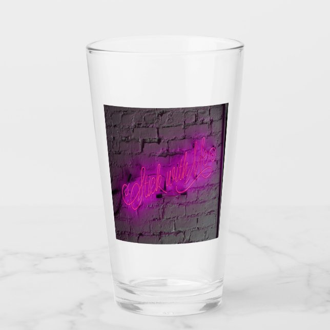 Håll dig till Rosa Neon-signatur Glaskopp (Framsida)