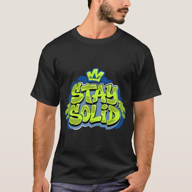 Håll dig till solid graffiti bokstavering krona ur t shirt (Framsida)