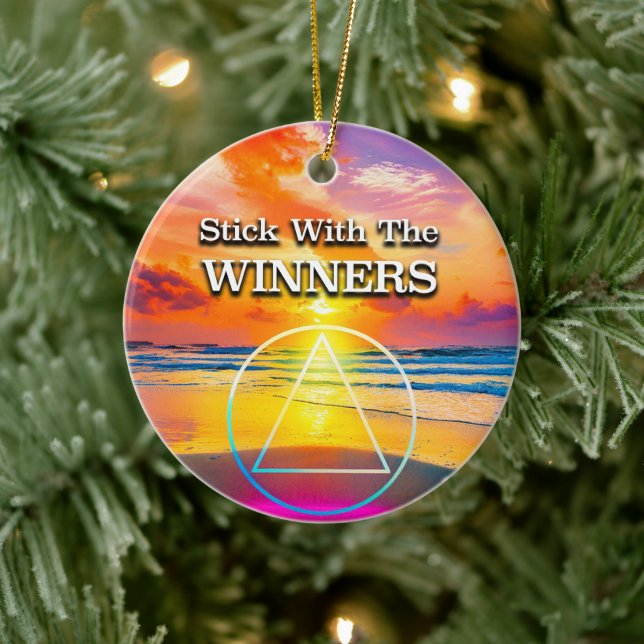 Håll dig till vinnarna Recovery Slogan Sunrise Julgransprydnad Keramik (Träd)