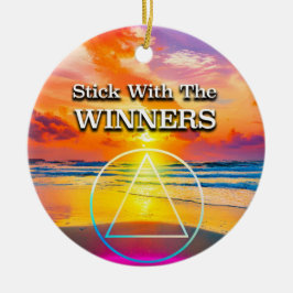 Håll dig till vinnarna Recovery Slogan Sunrise Julgransprydnad Keramik