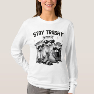 Håll dig Trashy Cool Tvättbjörnar Solglasögon Retr T Shirt