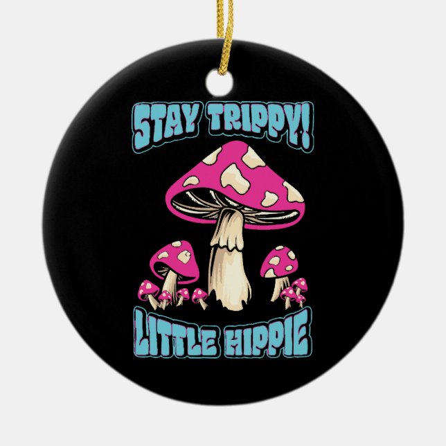 Håll dig trippig! Liten hippie Julgransprydnad Keramik (Framsidan)
