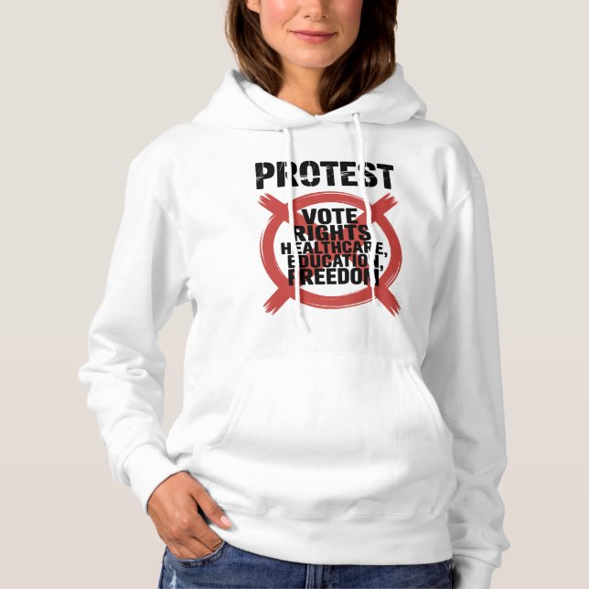 Håll dig undan rösträtt protest Hälsa Utbildning T Shirt (Framsida)