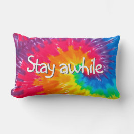 Håll dig undan text på Psychedelic Tie-Dye Lumbarkudde