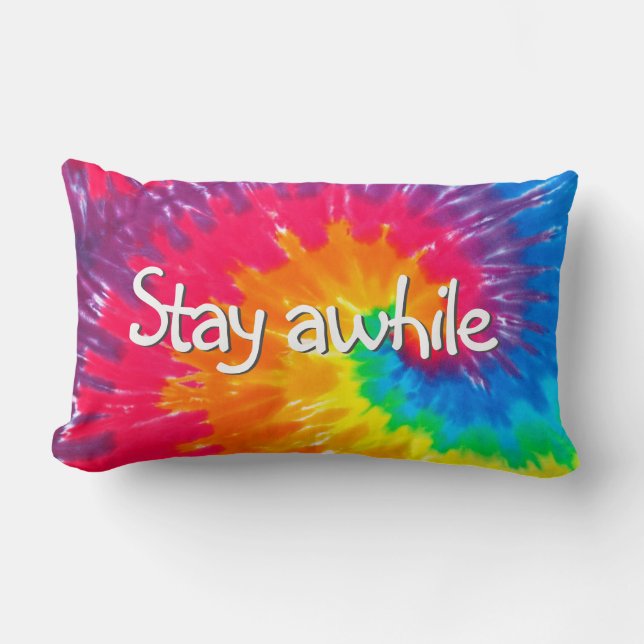 Håll dig undan text på Psychedelic Tie-Dye Lumbarkudde (Framsida)