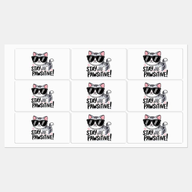 Håll dig vaksam! Cute Cat Sticker Pack - set of 9 (Ark)