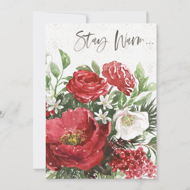Håll dig varm - Höstblommor Julkort (Framsida)