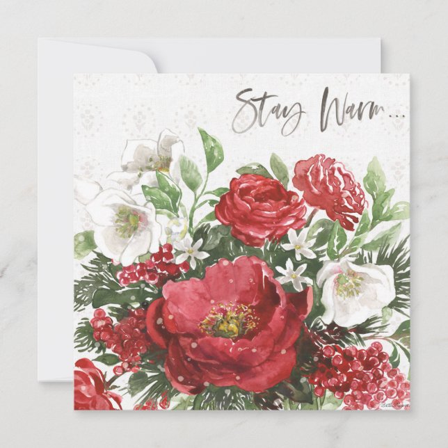 Håll dig varm - Höstens blommor Julkort (Framsida)