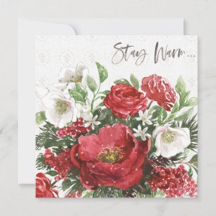 Håll dig varm - Höstens blommor Julkort
