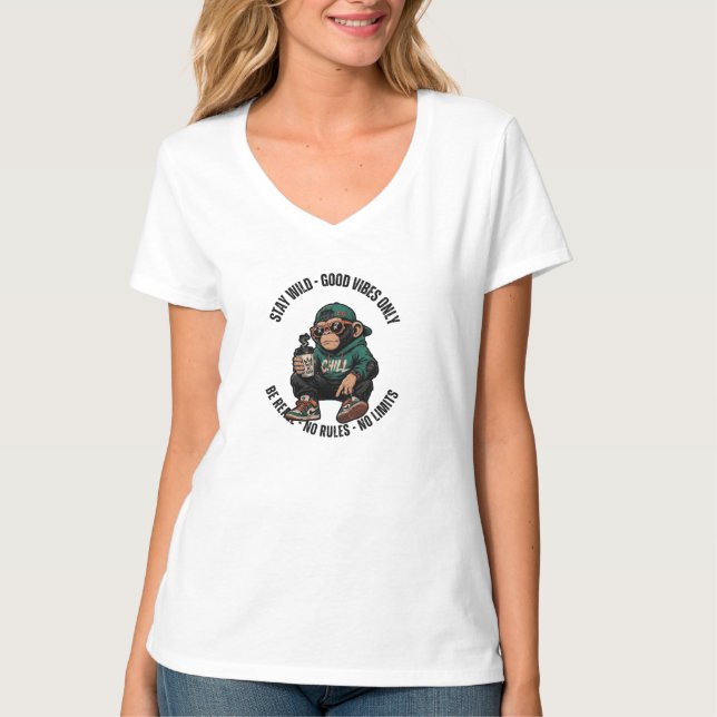 Håll dig vild Cool Chill Monkey T-Shirt (Framsida)