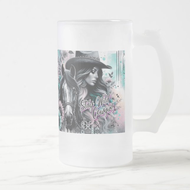 Håll dig vild Cowgirl Frostad Mugg (Höger)