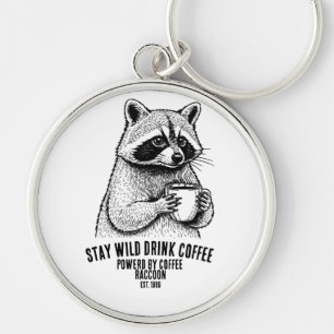 Håll dig vild Drick kaffe -Rolig kaffeälskare Anpa Rund Silverfärgad Nyckelring